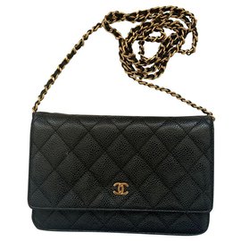Chanel-WOC Brieftasche an Kette-Schwarz