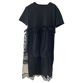 Vestido preto liso e renda nova Simone rocha x H&M Preto