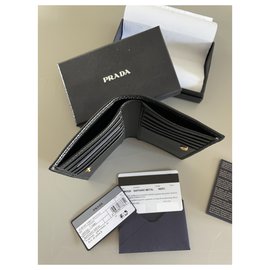 Prada-Prada saffiano leather metal wallet-Black