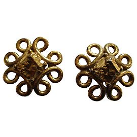 Yves Saint Laurent Barock Clips Goldfarbenes Metall Golden