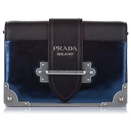 Borsa a tracolla in pelle Cahier nera di Prada Nero Argento