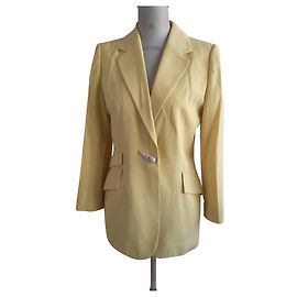 Plein Sud Wool and Viscose Belted Jacket Yellow Yellow