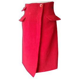 Jc De Castelbajac Wool Wrap Skirt Red Red