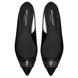 Saint Laurent ANAÏS SLINGBACK-WOHNUNGEN IN GLATTEM UND PATENTLEDER Schwarz