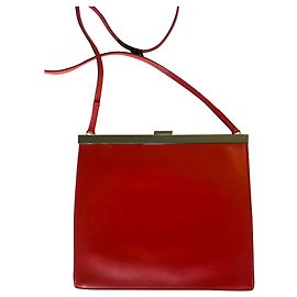 Sac à main Céline Clasp en cuir rouge Rouge