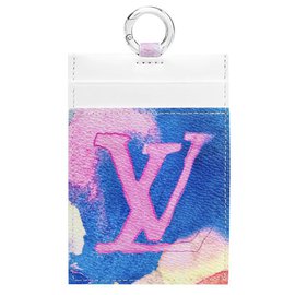Louis Vuitton-Porte-cartes aquarelle LV sur sangle-Multicolore