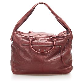 Balenciaga Red Motocross Classic Bridge Reisetasche aus Leder Rot