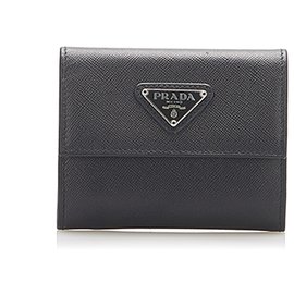Prada-Prada Black Saffiano Small Wallet-Black