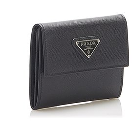Prada-Prada Black Saffiano Small Wallet-Black