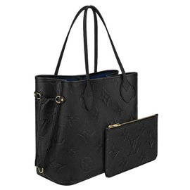 Louis Vuitton-LV neverfull empreinte black leather-Black