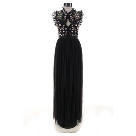Needle & Thread Kleid Schwarz Bunt Nylon Größe 32 Schwarz Mehrfarben