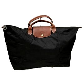 Longchamp Wochenendreisetasche Schwarz Beige