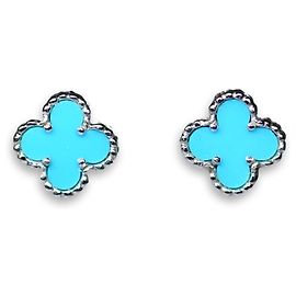 Van Cleef & Arpels Sweet Alhambra orecchini turchese oro bianco Blu