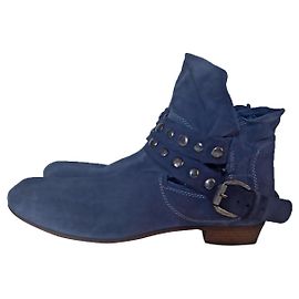 Vic Matié Studded Ankle Boots Grey Blue Deerskin Grey