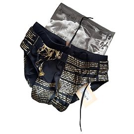 Neuf John Galliano Newspaper slip de bain Underwear T / 1 Noir
