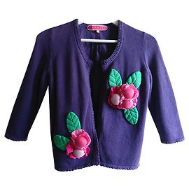 Manoush Weste aus Baumwolle Lila mit Blumenrelief Lila