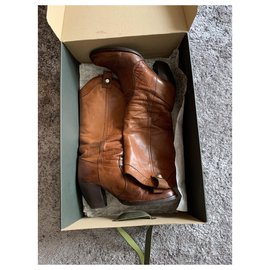 Miss Sixty-Miss Sixty boots in light brown leather / camel, medium-high, with removable chain-Light brown