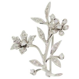 Autre Marque Diamant Margeriten Blume Brosche Weißgold 750 Silber