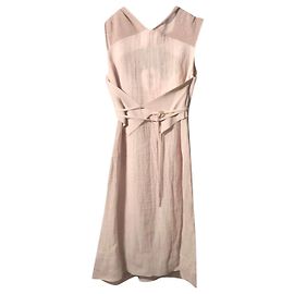 Autre Marque Robe Créa Concept en lin et viscose rose Rose
