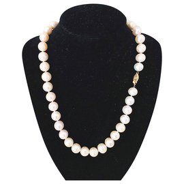 Autre Marque-Auténticas perlas blancas de agua dulce-Blanco