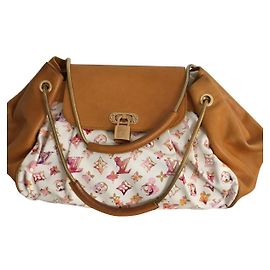 Bolsa de mão Louis Vuitton em couro multicolorida Rosa Laranja Roxo Amarelo Conhaque Fora de branco Caramelo Fuschia Gold hardware
