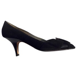 Giuseppe Zanotti-Peeptoe pumps with carbochon-Black