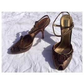 Prada-Vintage Prada Heels mit Pailletten-Metallisch