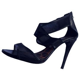 Diane Von Furstenberg DvF Mesh and leather high heels Black