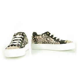 PHILIPP PLEIN Baskets en cuir nude clouté en dentelle noire Baskets sz 38 chaussures Noir