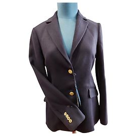 Façonnable Navy Blue Wool Blazer Jacket with Floral Inserts Size 36 Navy blue