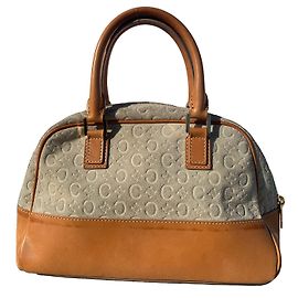 Bolsa bowling Céline logo bege de camurça e couro Bege