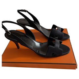 Hermès Night Satin Sandal Black