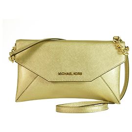 Michael Kors Jet Set Long Gold Leather Chain Clutch Handbag Shoulder Bag Golden