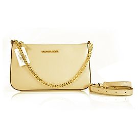 Michael Kors Jet Set Travel Beige Leather 2 Borsa a tracolla con tracolla a tracolla Beige