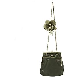 Sac à main Rodo en cuir noir doublé de fleurs encadrées sac à main chaîne argentée Noir