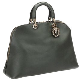 Dior-Dior Green Granville Leather Satchel-Green,Dark green