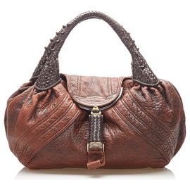 Fendi-Fendi Brown Spy Leather Handbag-Brown