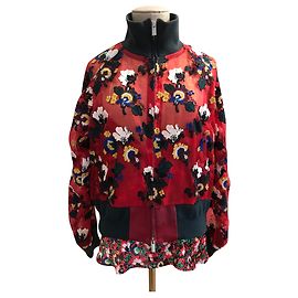 Veste Sacai Rouge à Fleurs Brodées Rouge