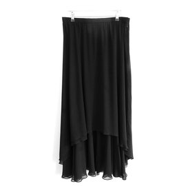 Yves Saint Laurent-SS94 Silk High Low Skirt-Black