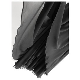 Yves Saint Laurent-SS94 Silk High Low Skirt-Black