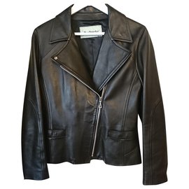Mac Douglas Black Lambskin Biker Jacket Black