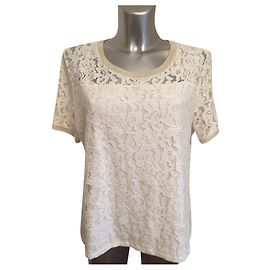 Gerard Darel DAREL TOP IN ECRUE LACE Eggshell