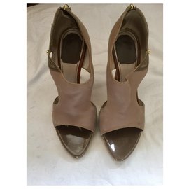 Dior-Peeptoes with cut outs-Golden,Taupe