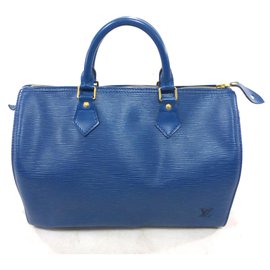 Louis Vuitton-Speedy 30 Couro epi azul-Azul