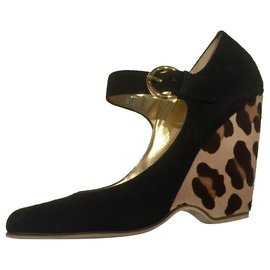 Giuseppe Zanotti-Merceditas Zanotti de cuña-Negro,Estampado de leopardo