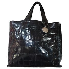 Furla handbag with crocodile print Black