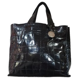 Furla-Furla Handtasche mit Krokodildruck-Schwarz