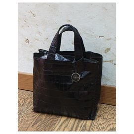 Furla-Furla handbag with crocodile print-Black