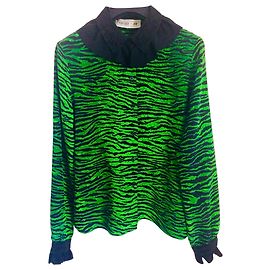 Blusa de seda Kenzo x HM verde e preta Preto Verde