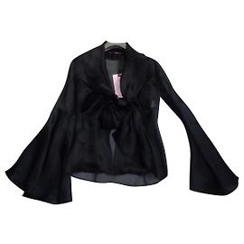 Autre Marque Schwarze Seidenbluse IT42 Schwarz